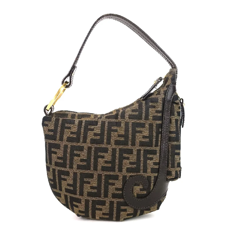 Fendi bags with a magnetic - closure card holder inside for easy access to cardsBorsa Biga Media Zucca Canvas Hobo Bag