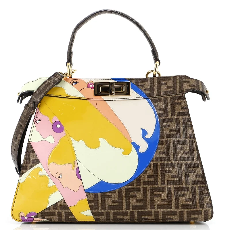 Fendi bags with a zip - top closure and a front - pocket for quick access to keys and cardsAntonio Lopez Peekaboo ISeeU Bag Zucca Coated Canvas with Printed Leather Inlay Medium