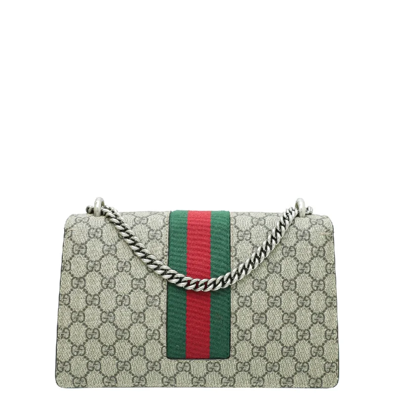 Women Gucci tote bags in GG Supreme canvas for a branded feelGucci Ebony Multicolor Crystal Sequins Embroidered Personalized Small Dionysus Bag