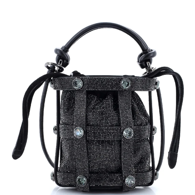 Fendi backpacks with a built - in lock for added securityCage Bucket Bag Crystal Embellished Suede Small