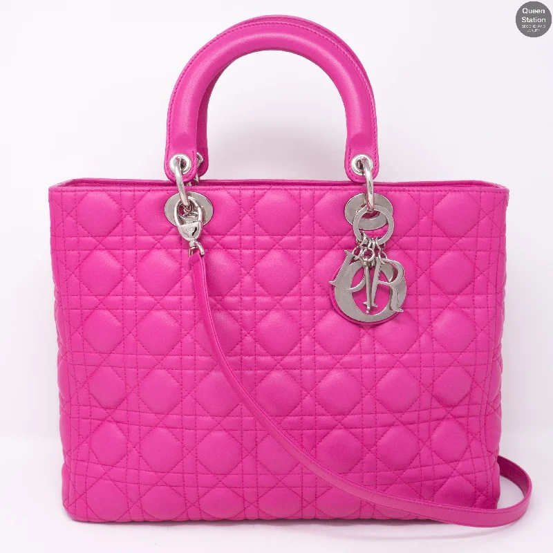 Christian Dior bags with a zip - top closure and multiple compartmentsLady Dior Large Rose Sorbet Leather