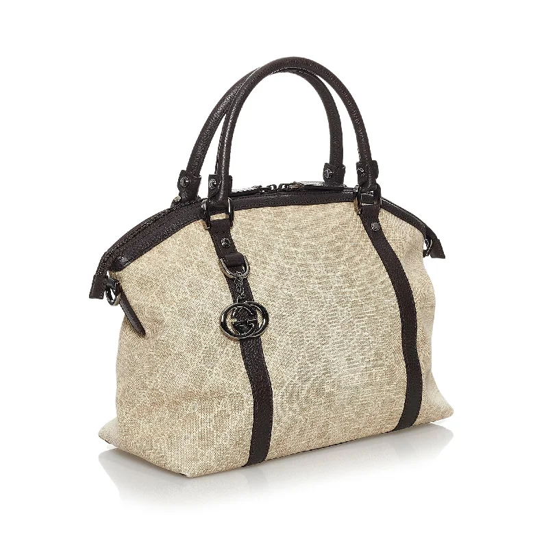 Gucci backpacks for women with a sleek silhouetteGucci GG Canvas Charm Dome Satchel (30969)