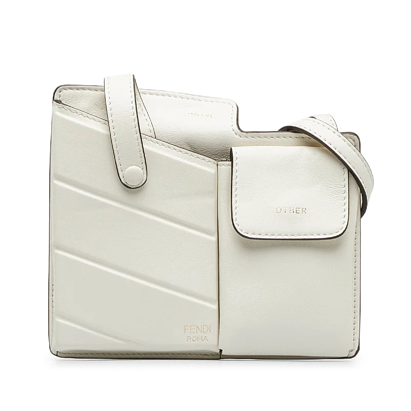 Ladies Fendi handbags with a detachable wallet insert for added convenienceWhite Fendi Bustine Mini Century Crossbody Bag