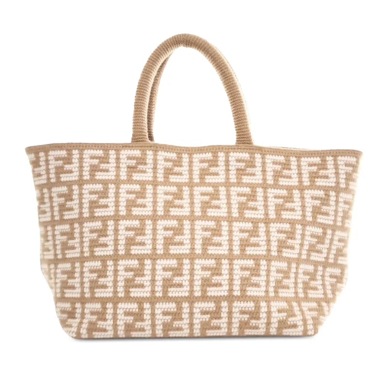 Fendi handbags with a biodegradable leather alternative for an eco - conscious choiceBrown Fendi Large Zucca Cashmere Shopper Tote