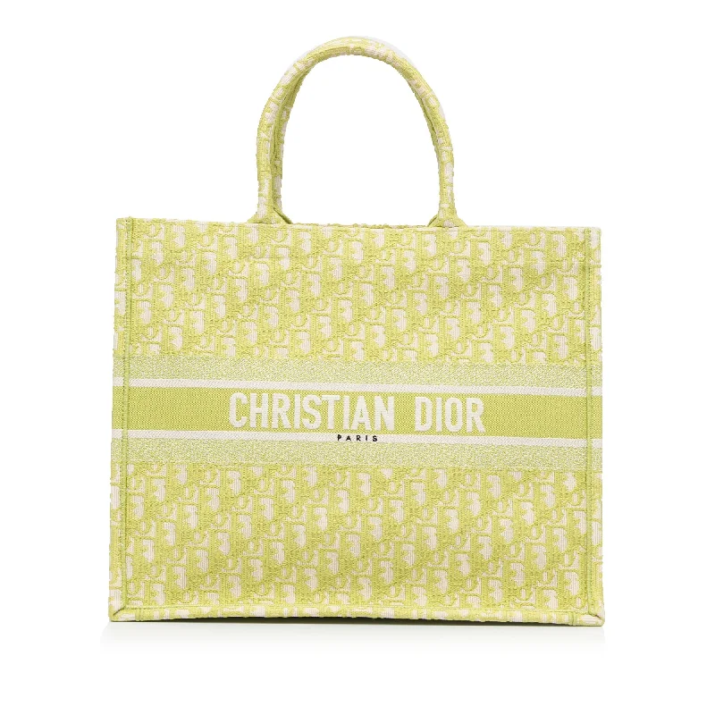 Christian Dior tote bags with a double - handle and shoulder - strap optionDior Book Tote Green Oblique Canvas