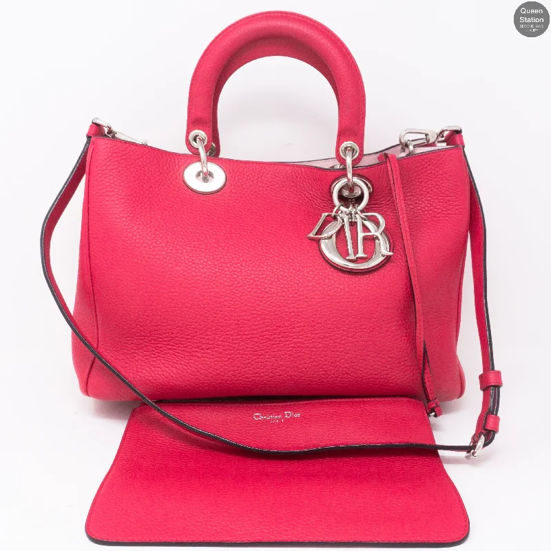 Christian Dior tote bags with a double - handle and shoulder - strap optionDiorissimo Medium Fuchsia Leather