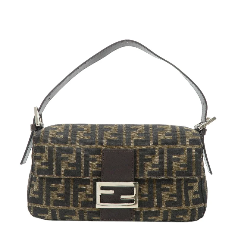 Fendi Peekaboo bags with a classic two - compartment design for organized storageFENDI Mamma Baguette Zucca Canvas Leather Shoulder Bag 26424