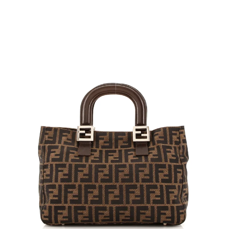 Fendi Baguette bags with a monogram - embossed leather surface for a luxurious feelVintage FF Handle Tote Zucca Canvas Small