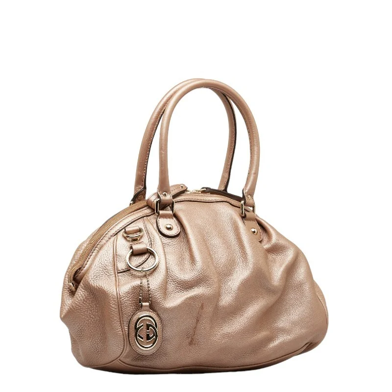 Women Gucci Sylvie bags with a detachable ribbon detailGUCCI Sookie Handbag Shoulder Bag 223974 Champagne Pink Leather Women's