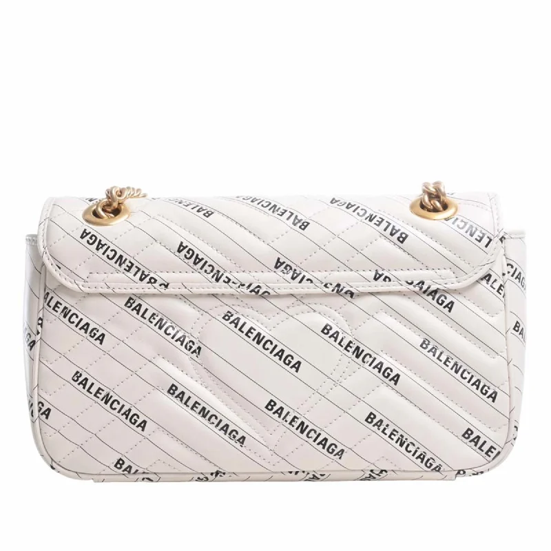 Gucci backpacks for women with a hidden back pocketGUCCI Balenciaga Collaboration GG Marmont Leather The Hacker Project Small Chain Shoulder Bag 443497 White Ladies