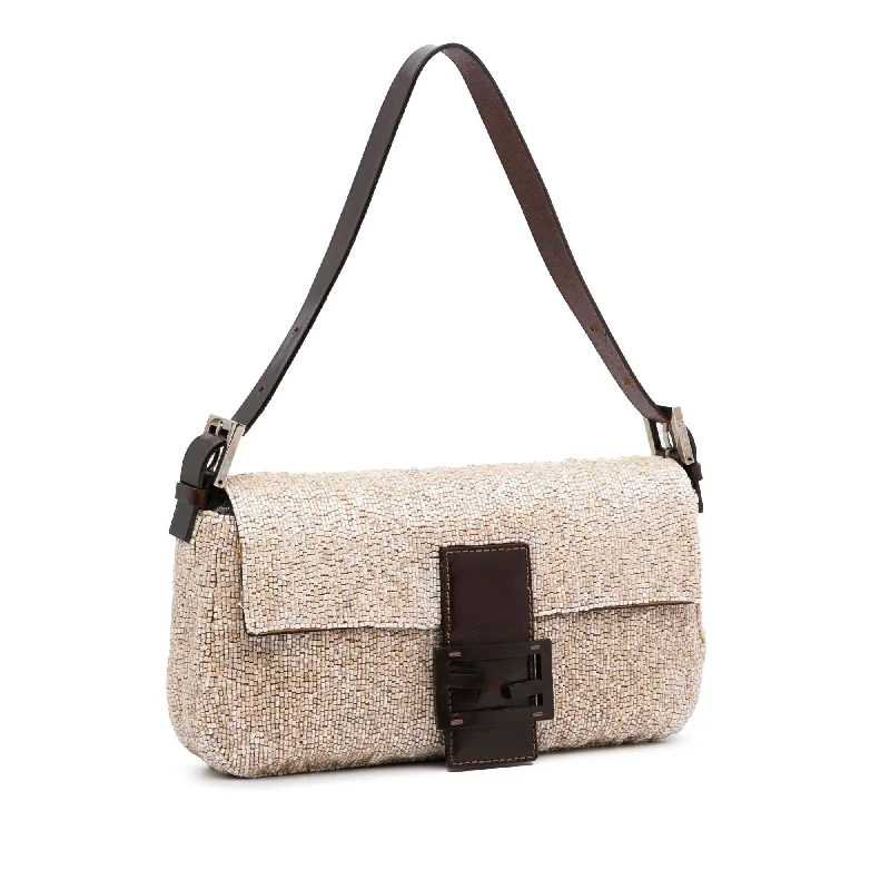 Fendi tote bags with a thermal - insulated pocket for keeping drinks hot or coldFendi Beaded Baguette (SHG-F4NxUf)