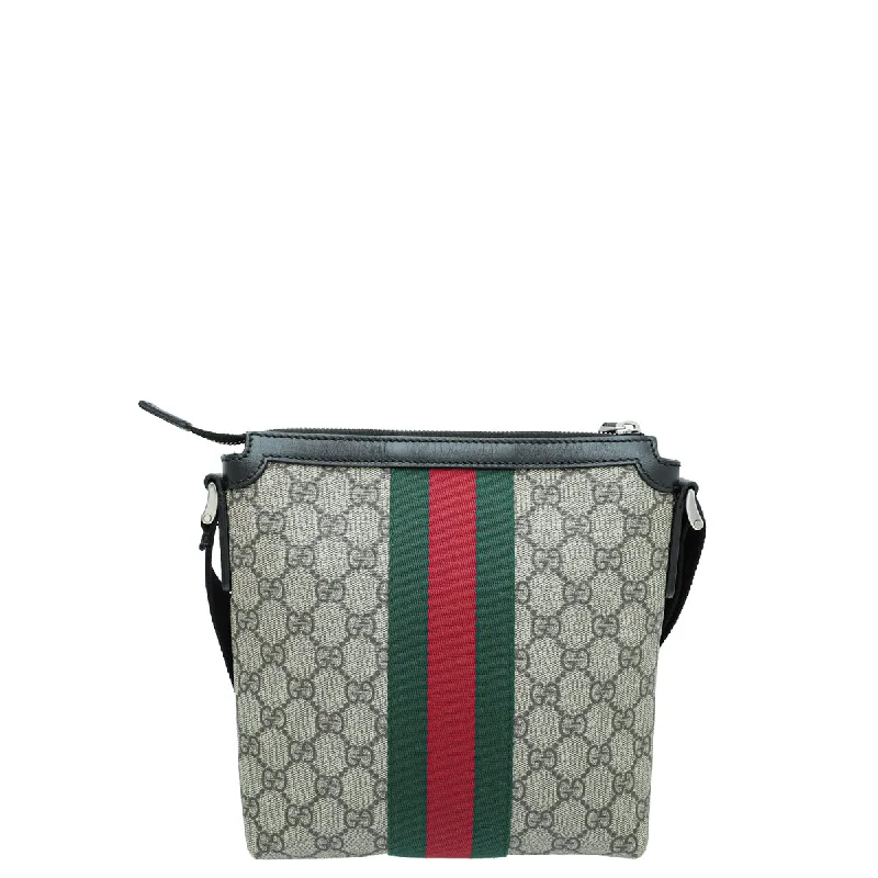 Women Gucci bags with interlocking G hardware for a classic lookGucci Bicolor GG Supreme Web Messenger Bag