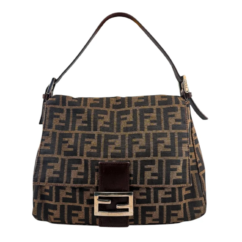 Fendi bags with a patent - leather finish for a shiny and sophisticated appearanceFENDI Zucca Canvas Mamma Baguette