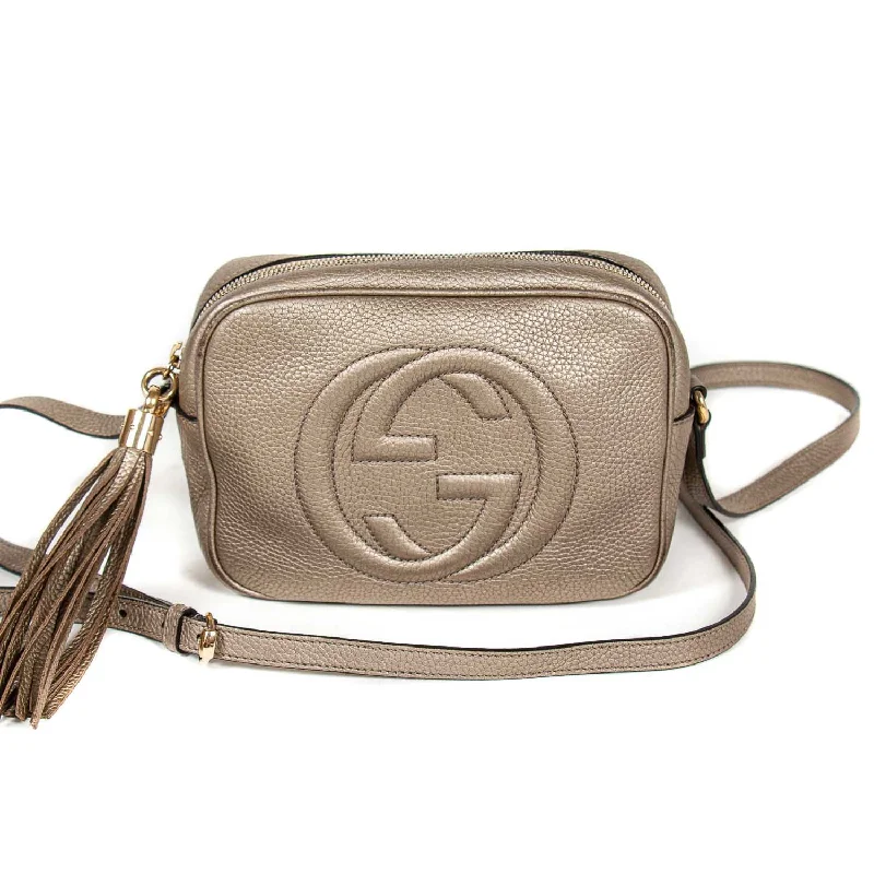 Ladies Gucci shoulder bags with a magnetic - closure flapGucci Soho Small Leather Disco Bag