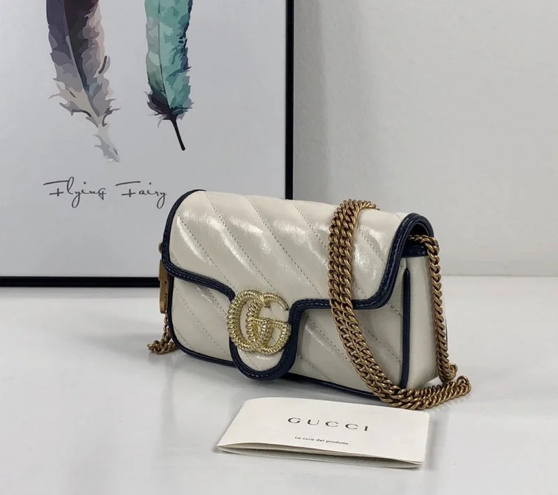 Women Gucci bags with a chain - link trim and a leather bodyWF - Gucci Bags - 13201