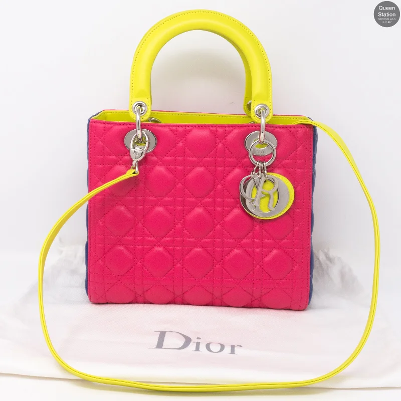 Christian Dior backpacks with a sleek, minimalist silhouetteLady Dior Medium Tri Color Leather