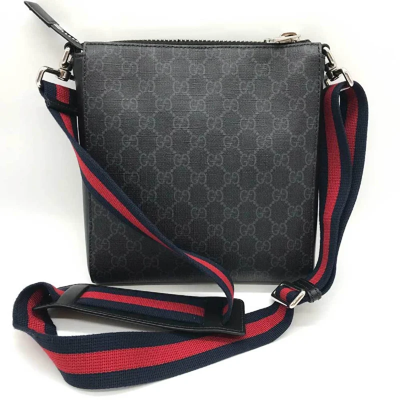 Women Gucci bags with a chain - link trim and a leather bodyGUCCI Shoulder Bag Small GG Supreme 523599 Black