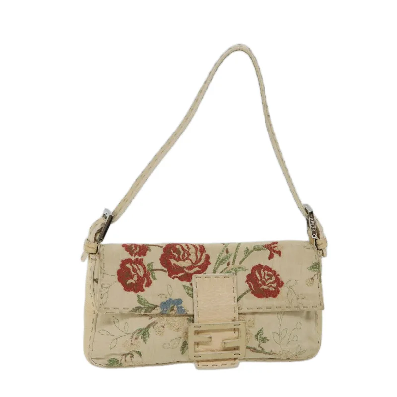 Fendi Baguette bags with a hand - embroidered floral design for a romantic and elegant touchFENDI Celeria Floral Mamma Baguette Shoulder Bag Cotton Multicolor  yk11868