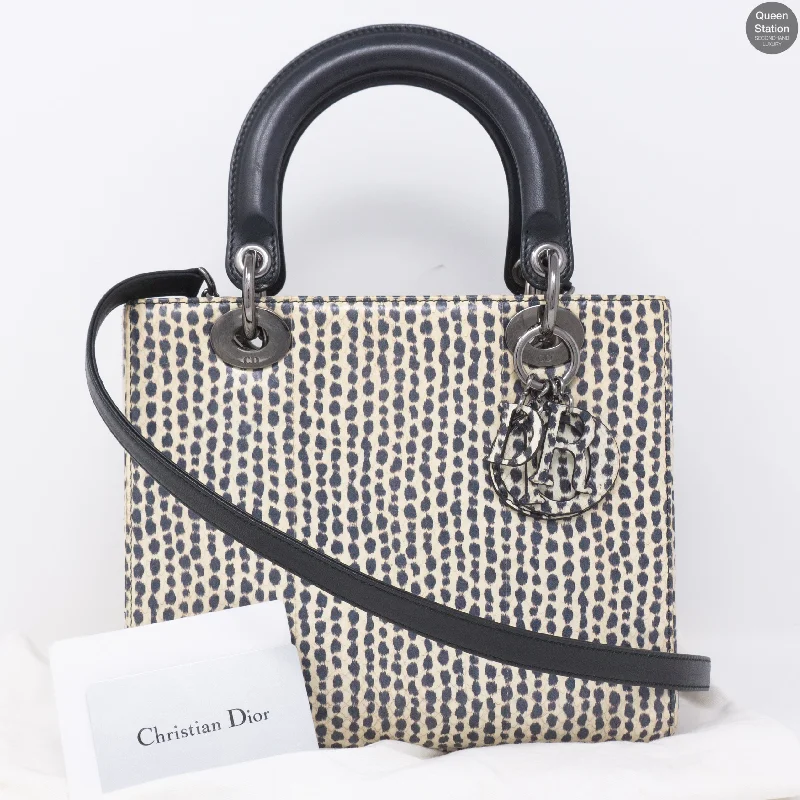 Christian Dior handbags with a detachable mirror for on - the - go touch - upsLady Dior Medium Snakeskin Leather