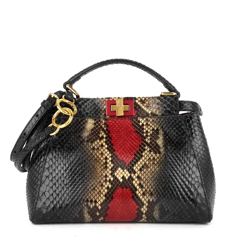 Fendi Baguette bags with a studded leather trim for a bold and edgy lookPeekaboo Mini Snakeskin Handbag with Strap