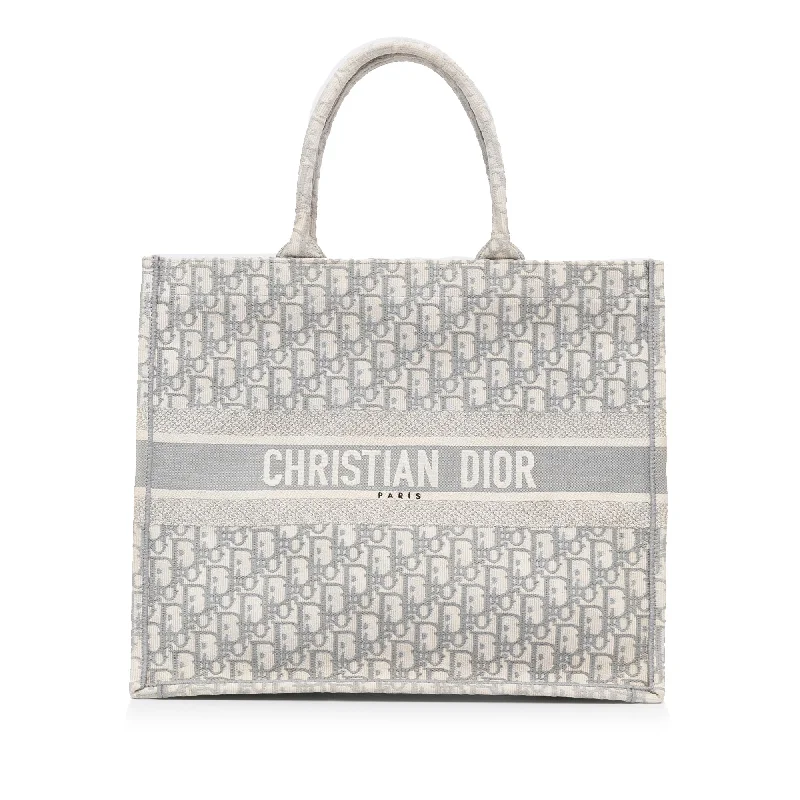 Luxury Christian Dior crossbody bags with a chain - link strapDior Book Tote Medium Grey Oblique Canvas