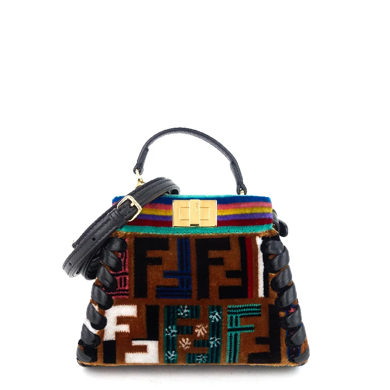 Fendi bags with a Bluetooth - enabled key finder for never losing keys againPeekaboo Micro Whipstitch Zucca Velvet Bag