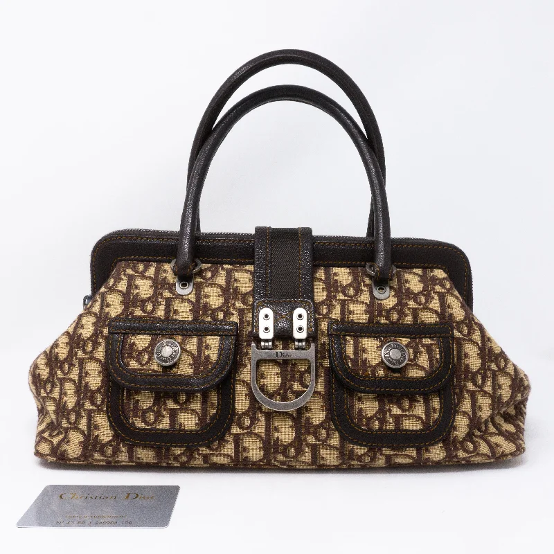 High - fashion Christian Dior bags with a geometric patternFlight Satchel Bag Brown Dior Oblique