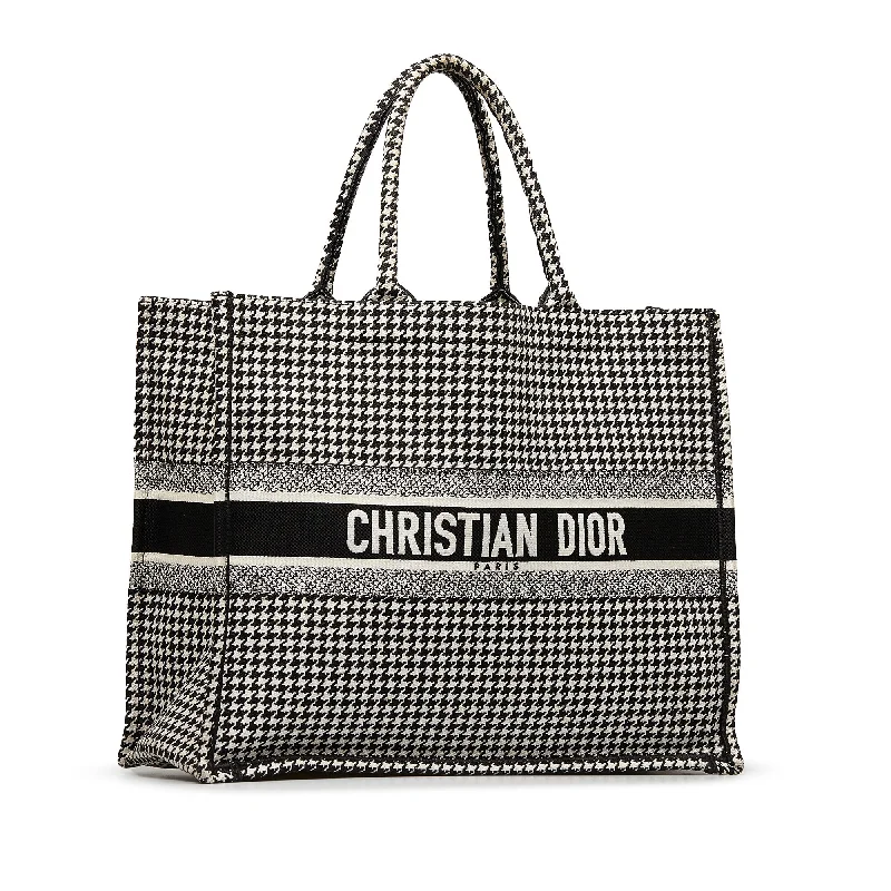 Fashion - forward Christian Dior tote bags for the modern womanDior Book Tote Houndstooth Embroidered Bicolor Canvas