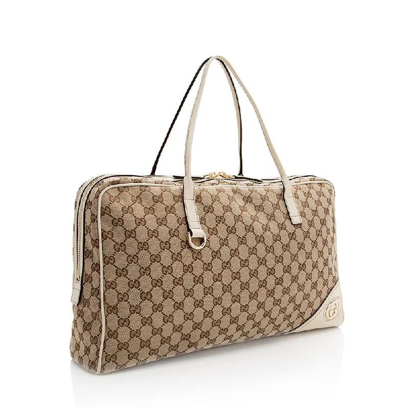 Gucci tote bags for women with a spacious interiorGucci GG Canvas Britt Satchel (SHF-19241)