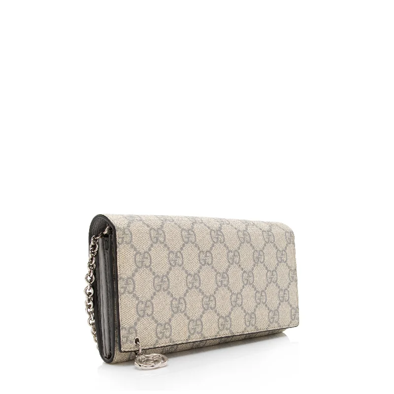 Women Gucci Sylvie bags with a leather - wrapped handleGucci GG Supreme Interlocking G Wallet on Chain Bag (SHF-lSPCY3)