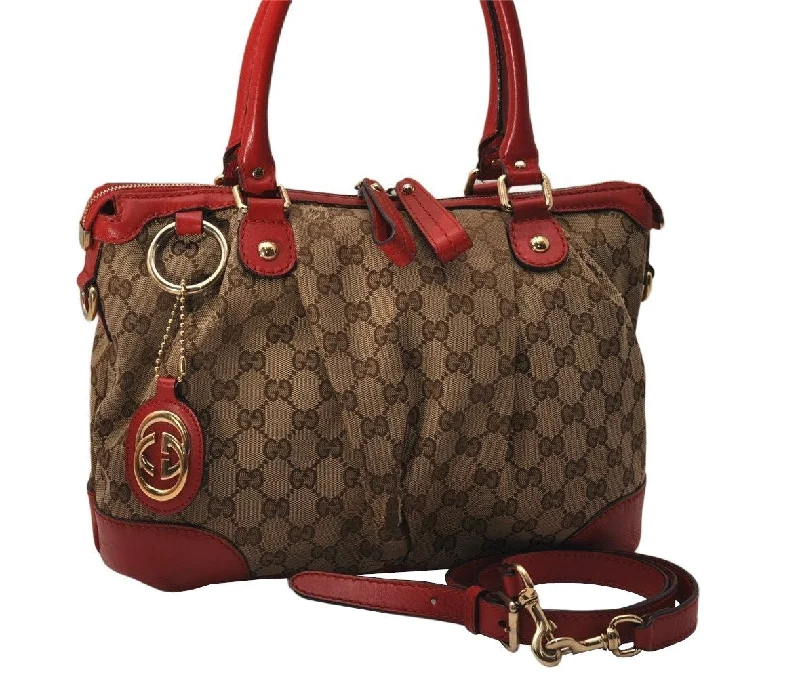 Ladies Gucci Dionysus bags with a chain - link shoulder strapAuthentic GUCCI Vintage Sukey 2Way Tote Bag GG Canvas Leather 247902 Brown 8889J