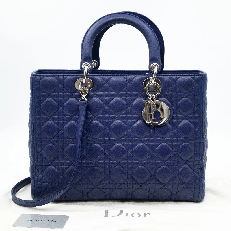 Trendsetting Christian Dior crossbody bags with a colorful strapLady Dior Large Blue Lambskin Leather