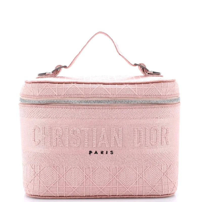 Christian Dior handbags with a removable shoulder strap for versatilityDiorTravel Vanity Case Cannage Embroidered Canvas