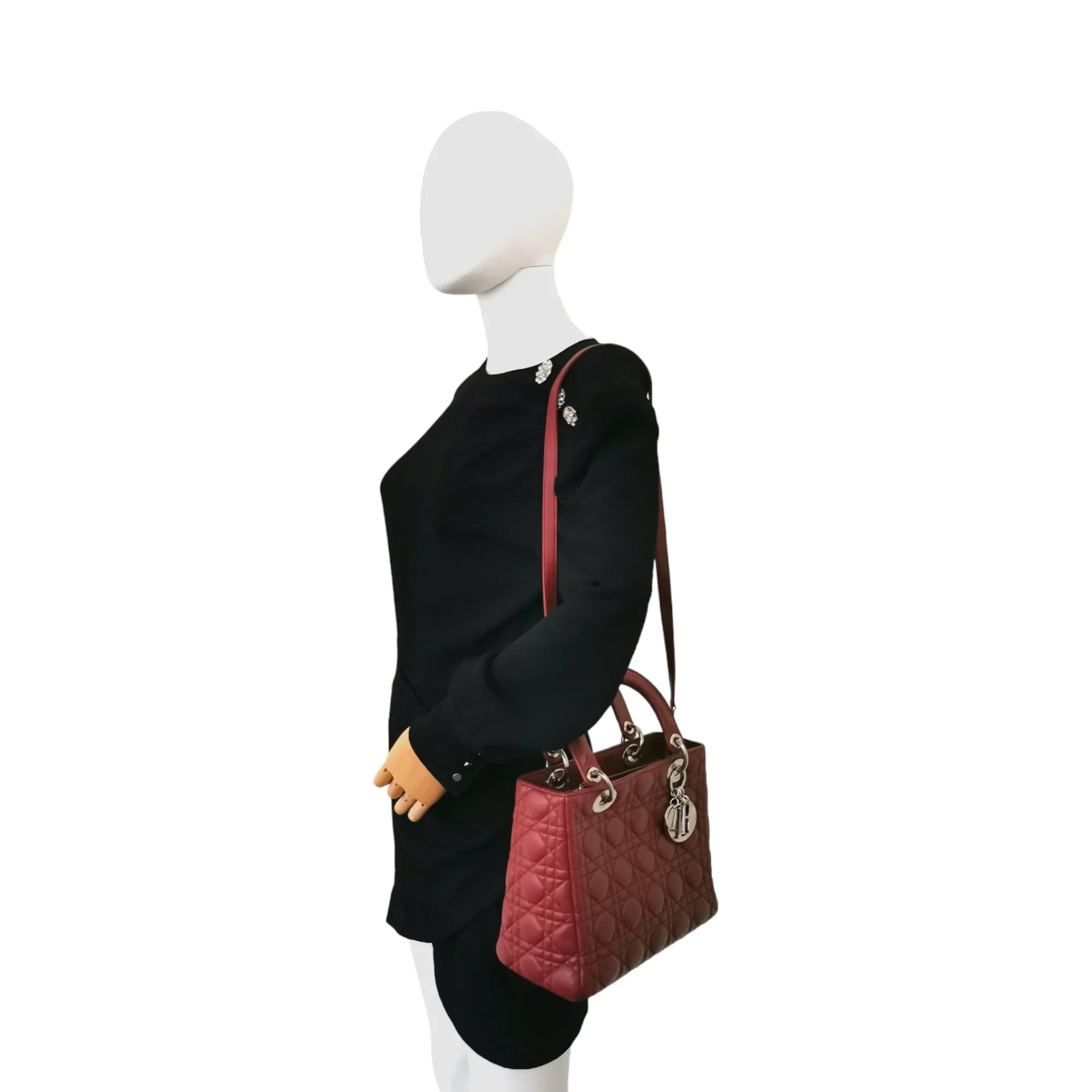 Fashion - forward Christian Dior tote bags for the modern womanDior Lady Dior Medium Burgundy Cannage Lambskin Silver