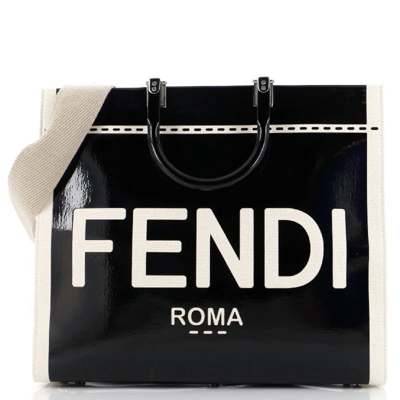 Fendi By The Way bags with a contrast - colored interior for visual interestSunshine Shopper Tote Patent with Canvas Medium