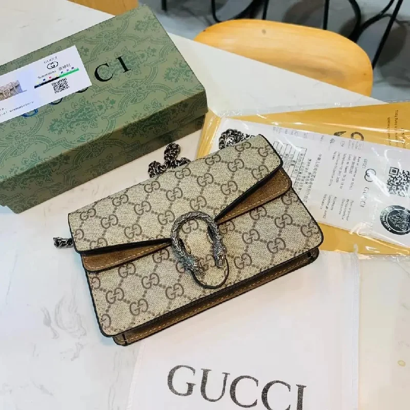 Women Gucci crossbody bags with a woven leather strapGucci Super Mini Supreme Dionysus Bag