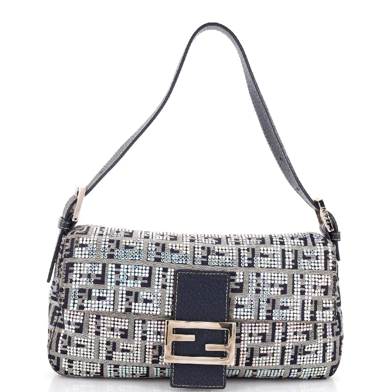 Fendi bags with a zippered interior pocket for separating items and keeping them organizedBaguette Bag Crystal Embellished Zucca Canvas