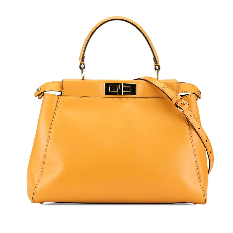 Fendi bags with a voice - activated pocket opener for a high - tech convenienceYellow Fendi Medium Leather Peekaboo Satchel