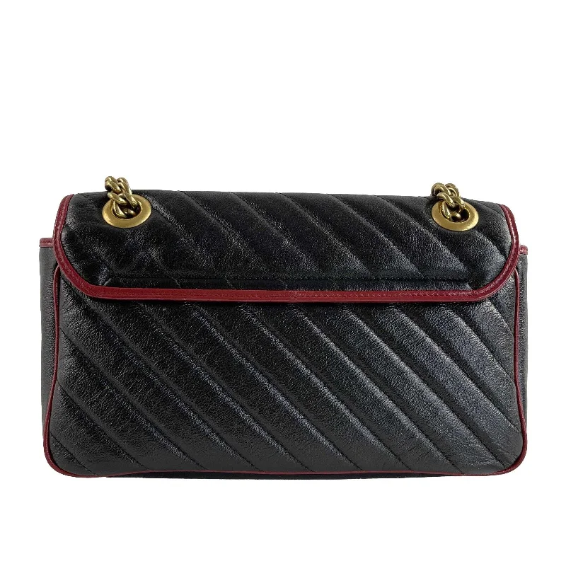 Women Gucci Sylvie bags with a detachable ribbon detailGUCCI GG Marmont Flap Diagonal Quilted Leather Small