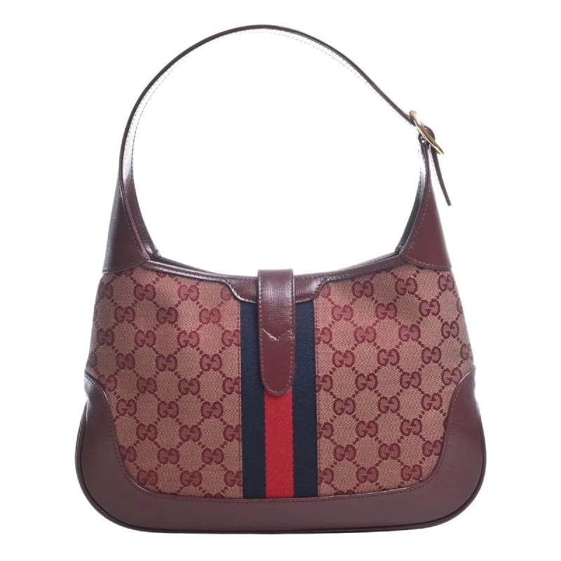 Women Gucci bags with a magnetic snap closure for easy accessGUCCI GG Canvas Jackie 1961 Small 2WAY Shoulder Bag 636706 Bordeaux Ladies