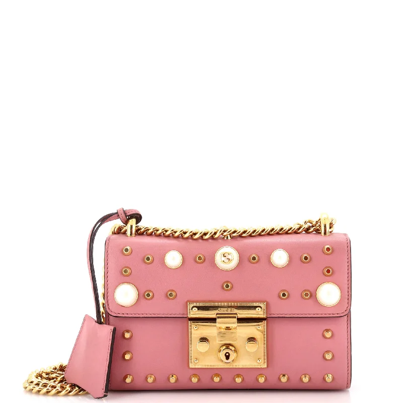 Fendi By The Way bags with a large capacity and a drawstring closurePearly Padlock Shoulder Bag Studded Leather Small