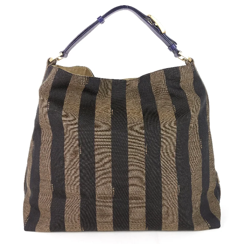 Fendi handbags with a biodegradable leather alternative for an eco - conscious choiceTobacco Pequin Stripe Canvas Hobo Bag