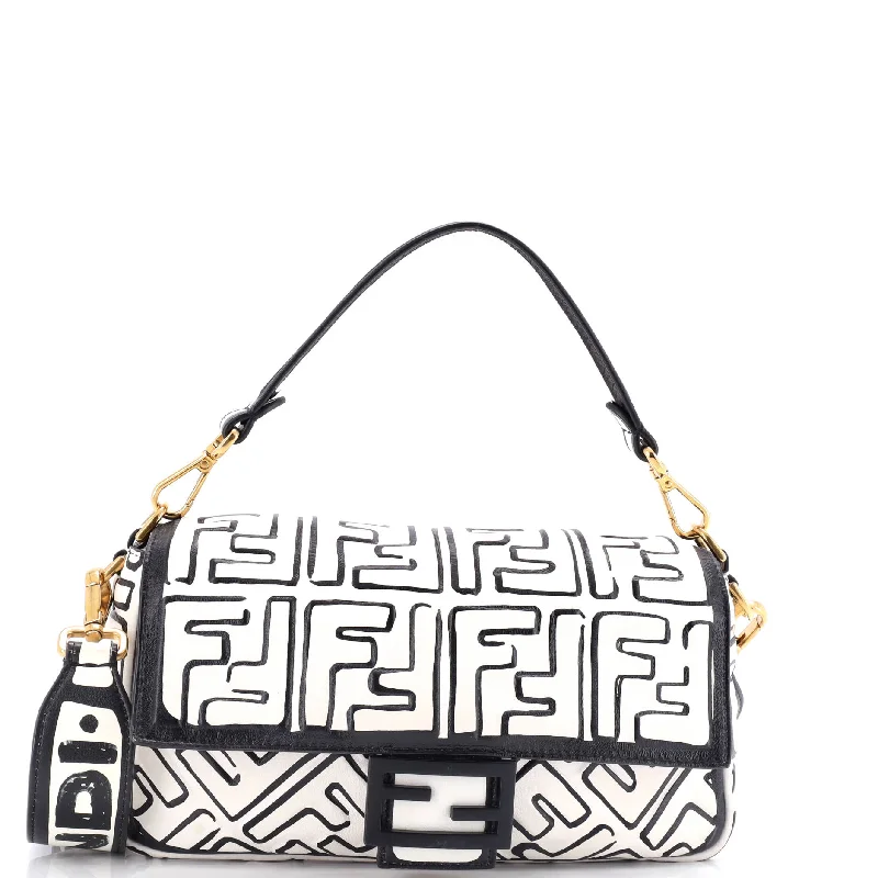 Fendi By The Way bags with a printed map pattern for a travel - inspired lookBaguette NM Bag Joshua Vides Zucca Embossed Leather Medium