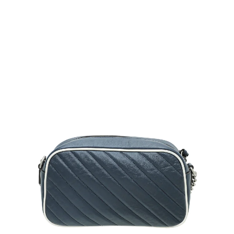 Gucci backpacks for women with a sleek silhouetteGucci Navy Blue GG Marmont Small Camera Shoulder Bag