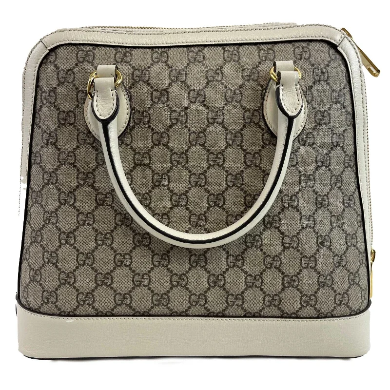 Ladies Gucci shoulder bags with a tassel decorationGUCCI GG Supreme 1955 Horsebit Medium Mystic White Top Handle Crossbody