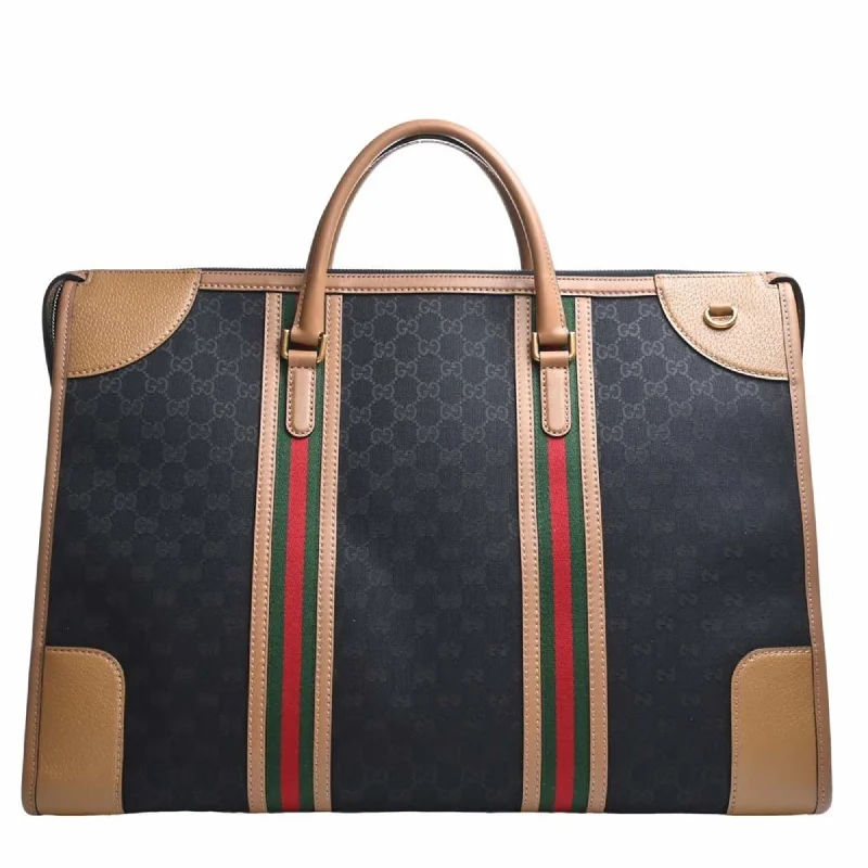 Ladies Gucci Dionysus bags with a detachable shoulder strapGUCCI GG Canvas Leather Extra Large Duffle Double G 2WAY Handbag Boston Bag 715773 Black/Brown Ladies