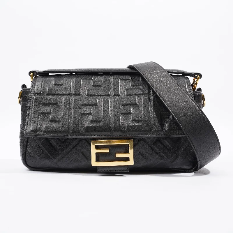 Fendi Baguette bags with a glitter - infused leather surface for a glamorous and sparkly lookFendi Baguette Bag Black Leather