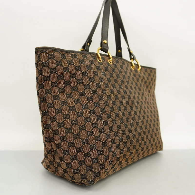 Women Gucci bags with a detachable mobile phone holderGUCCIAuth  GG Canvas 130736 Women's GG Canvas Tote Bag Brown