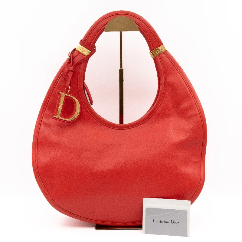 Christian Dior handbags with a snap - button closure and a decorative buckleDiorita Hobo Bag Vermillion Orange Leather