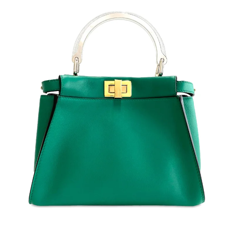 Fendi tote bags with a spacious interior and multiple pockets for daily essentialsGreen Fendi Mini Peekaboo Iconic Satchel